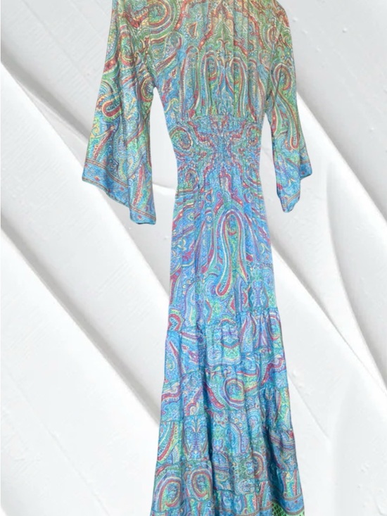 Art Silk Paisley Floral Maxi Dress Womens Size Small Spring Summer Vibe - Picture 5 of 6